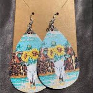 Sunflower skull earrings